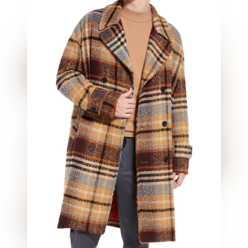 Scotch & Soda Amsterdam Plaid Wool Blend Peacoat.
